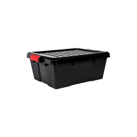Global Equipment Quantum Heavy-Duty Latch Container with Lid 21Lx15-7/8x7-3/4H Black Price Each, PK6 493488BK